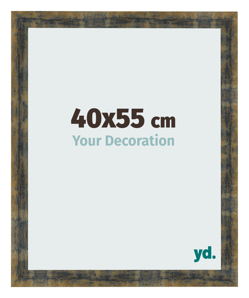 Fotolijst 40x55cm Blauw Goud Gemeleerd MDF Pisa Voorzijde Maat | Yourdecoration.nl