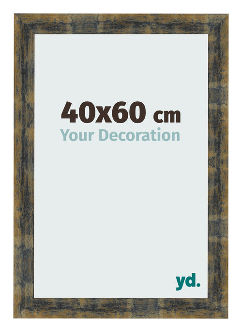 Fotolijst 40x60cm Blauw Goud Gemeleerd MDF Pisa Voorzijde Maat | Yourdecoration.nl