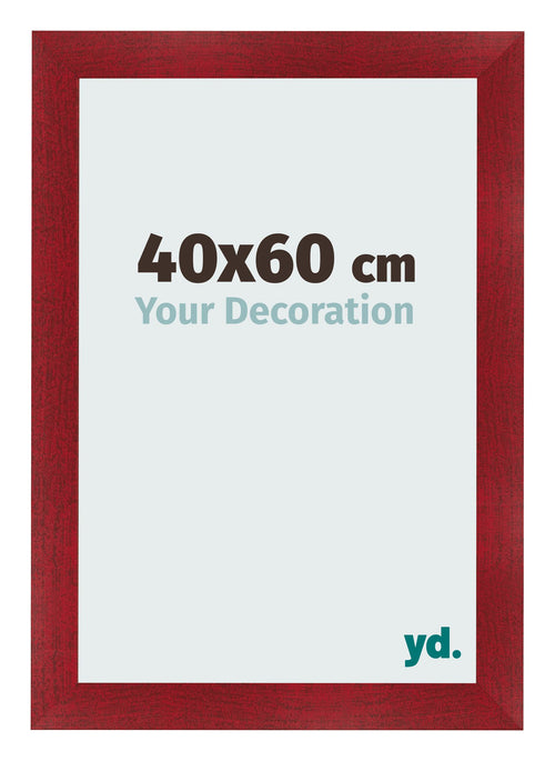 Fotolijst 40x60cm Wijnrood Geveegd MDF Pisa Voorzijde Maat | Yourdecoration.nl
