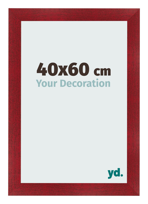 Fotolijst 40x60cm Wijnrood Geveegd MDF Pisa Voorzijde Maat | Yourdecoration.nl