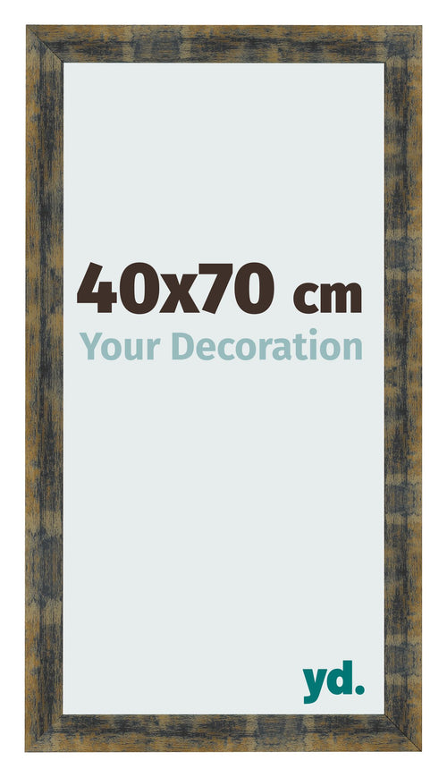 Fotolijst 40x70cm Blauw Goud Gemeleerd MDF Pisa Voorzijde Maat | Yourdecoration.nl