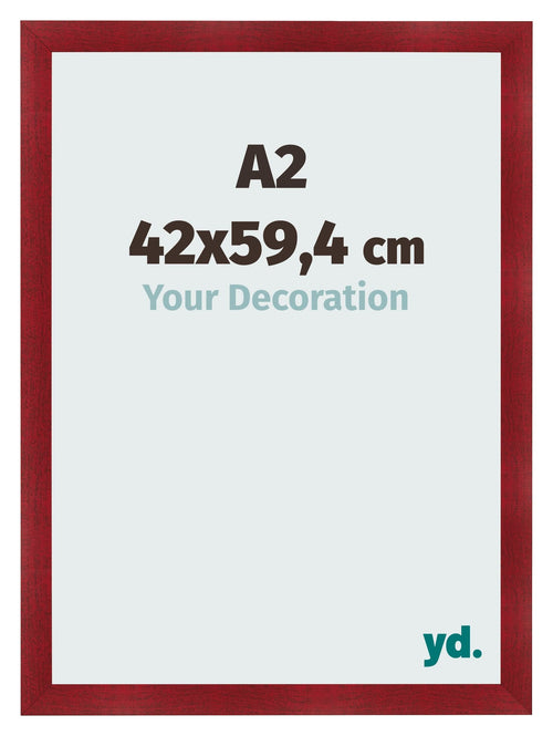 Fotolijst 42x59 4cm A2 Wijnrood Geveegd MDF Pisa Voorzijde Maat | Yourdecoration.nl