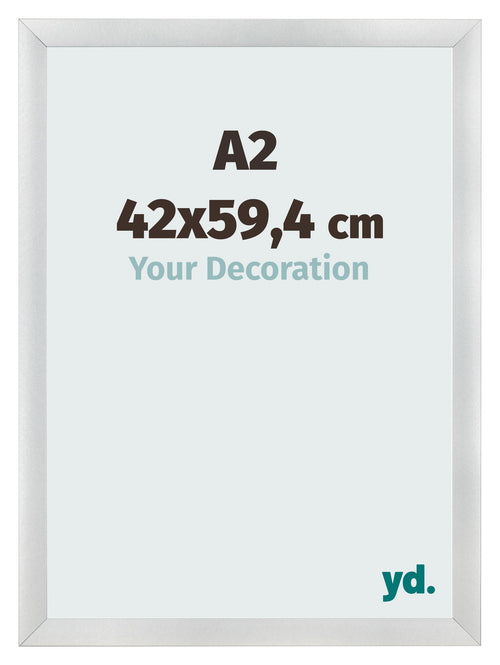 Fotolijst 42x59 4cm A2 Zilver Mat MDF Pisa Voorzijde Maat | Yourdecoration.nl