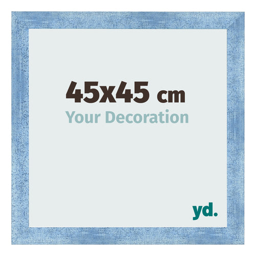 Fotolijst 45x45cm Helder Blauw Geveegd MDF Pisa Voorzijde Maat | Yourdecoration.nl