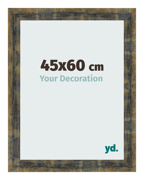 Fotolijst 45x60cm Blauw Goud Gemeleerd MDF Pisa Voorzijde Maat | Yourdecoration.nl