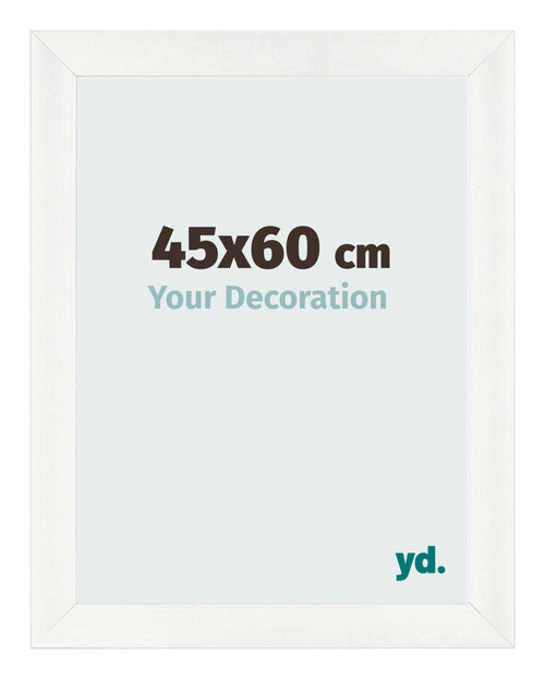 Fotolijst 45x60cm Wit Geveegd MDF Pisa Voorzijde Maat | Yourdecoration.nl