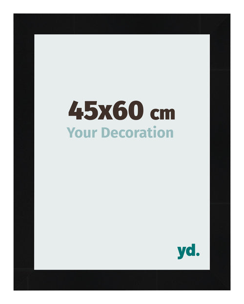 Fotolijst 45x60cm Zwart Hoogglans MDF Pisa Voorzijde Maat | Yourdecoration.nl