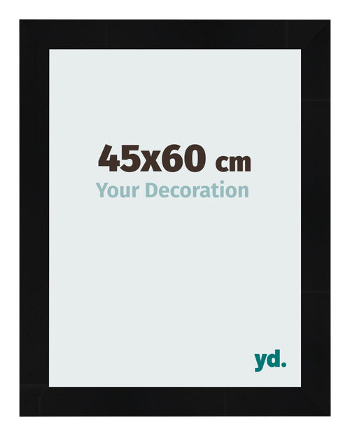 Fotolijst 45x60cm Zwart Hoogglans MDF Pisa Voorzijde Maat | Yourdecoration.nl
