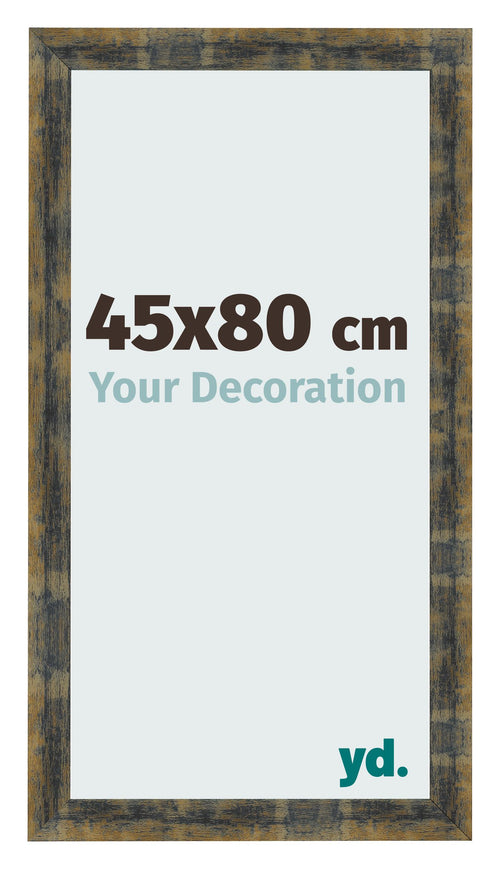 Fotolijst 45x80cm Blauw Goud Gemeleerd MDF Pisa Voorzijde Maat | Yourdecoration.nl