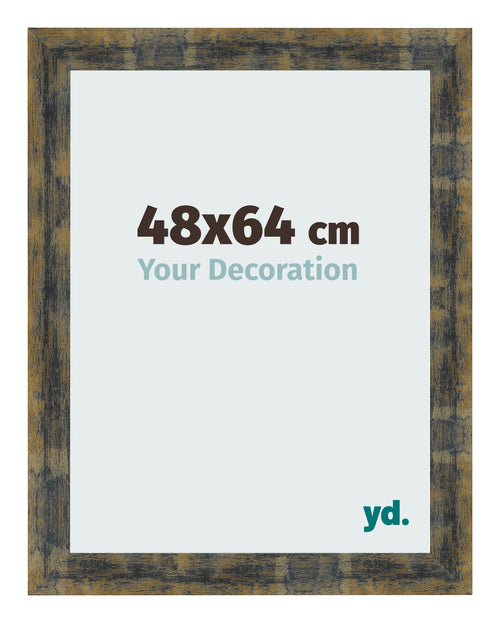 Fotolijst 48x64cm Blauw Goud Gemeleerd MDF Pisa Voorzijde Maat | Yourdecoration.nl