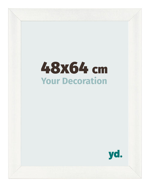 Fotolijst 48x64cm Wit Geveegd MDF Pisa Voorzijde Maat | Yourdecoration.nl