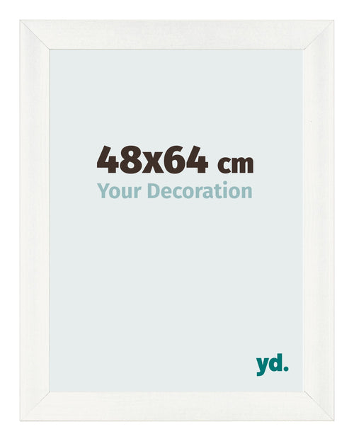 Fotolijst 48x64cm Wit Geveegd MDF Pisa Voorzijde Maat | Yourdecoration.nl