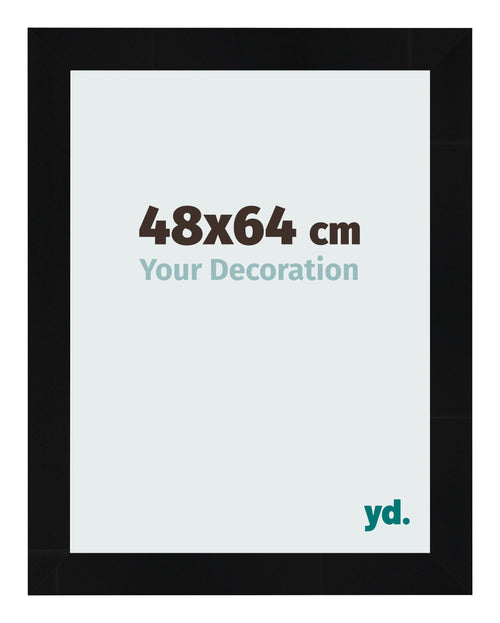 Fotolijst 48x64cm Zwart Hoogglans MDF Pisa Voorzijde Maat | Yourdecoration.nl
