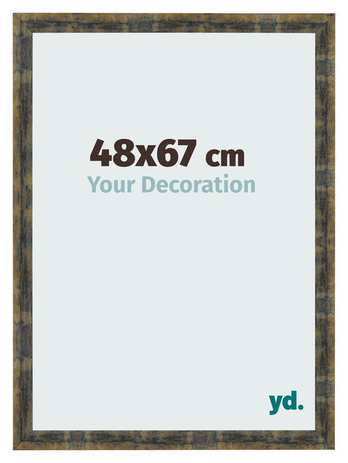 Fotolijst 48x67cm Blauw Goud Gemeleerd MDF Pisa Voorzijde Maat | Yourdecoration.nl