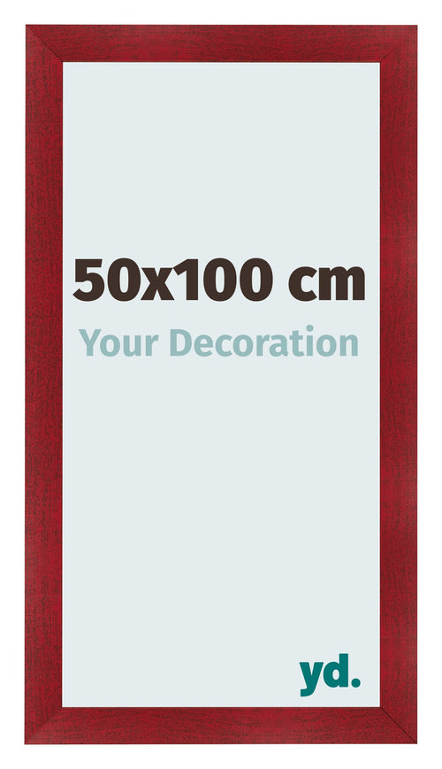 Fotolijst 50x100cm Wijnrood Geveegd MDF Pisa Voorzijde Maat | Yourdecoration.nl
