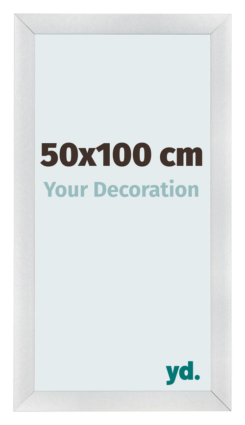 Fotolijst 50x100cm Zilver Mat MDF Pisa Voorzijde Maat | Yourdecoration.nl
