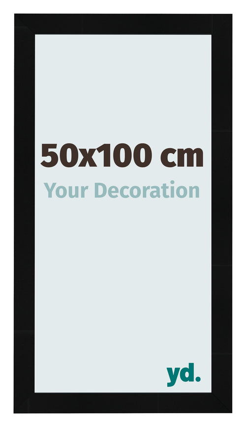 Fotolijst 50x100cm Zwart Hoogglans MDF Pisa Voorzijde Maat | Yourdecoration.nl