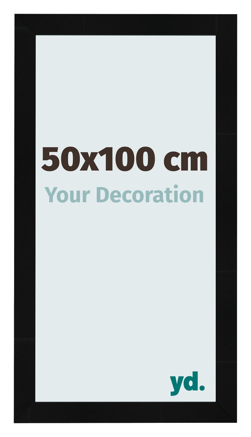 Fotolijst 50x100cm Zwart Hoogglans MDF Pisa Voorzijde Maat | Yourdecoration.nl