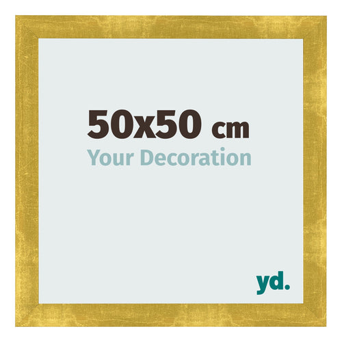 Fotolijst 50x50cm Goud Vintage MDF Pisa Voorzijde Maat | Yourdecoration.nl