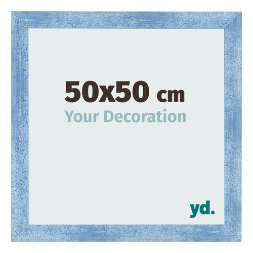 Fotolijst 50x50cm Helder Blauw Geveegd MDF Pisa Voorzijde Maat | Yourdecoration.nl