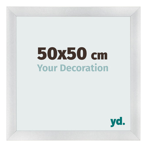 Fotolijst 50x50cm Zilver Mat MDF Pisa Voorzijde Maat | Yourdecoration.nl