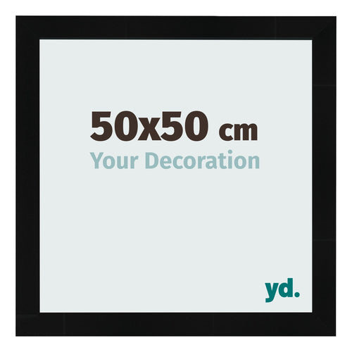 Fotolijst 50x50cm Zwart Hoogglans MDF Pisa Voorzijde Maat | Yourdecoration.nl