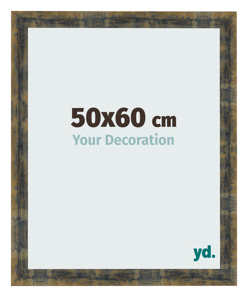 Fotolijst 50x60cm Blauw Goud Gemeleerd MDF Pisa Voorzijde Maat | Yourdecoration.nl