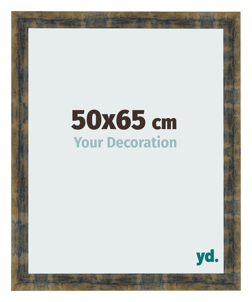 Fotolijst 50x65cm Blauw Goud Gemeleerd MDF Pisa Voorzijde Maat | Yourdecoration.nl