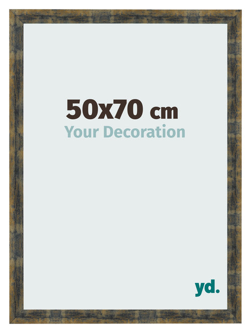Fotolijst 50x70cm Blauw Goud Gemeleerd MDF Pisa Voorzijde Maat | Yourdecoration.nl