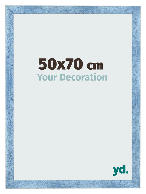 Fotolijst 50x70cm Helder Blauw Geveegd MDF Pisa Voorzijde Maat | Yourdecoration.nl