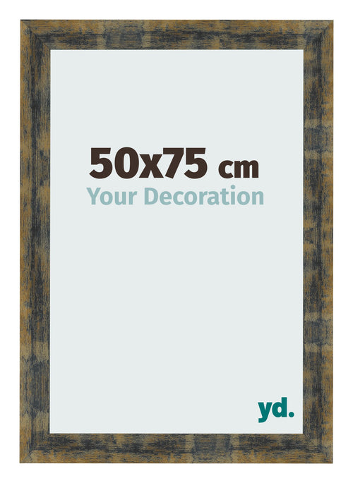 Fotolijst 50x75cm Blauw Goud Gemeleerd MDF Pisa Voorzijde Maat | Yourdecoration.nl