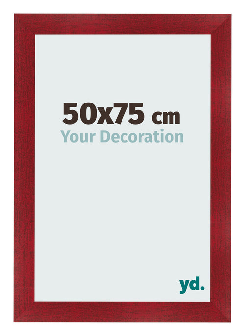 Fotolijst 50x75cm Wijnrood Geveegd MDF Pisa Voorzijde Maat | Yourdecoration.nl