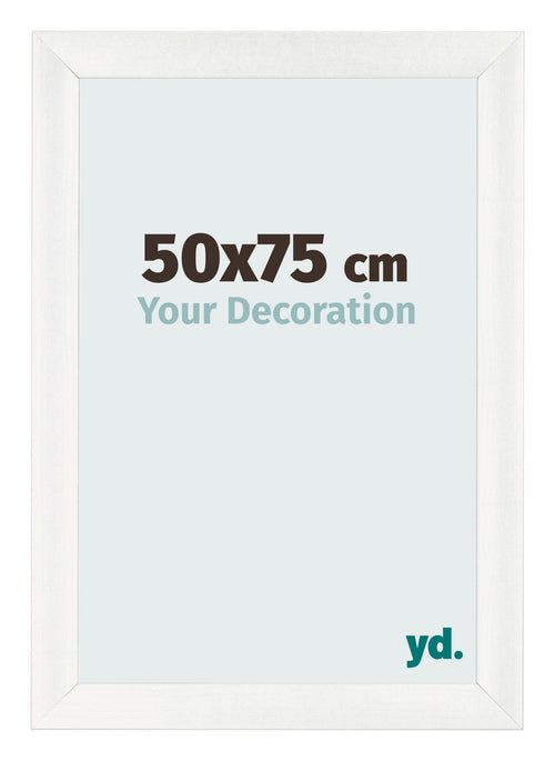 Fotolijst 50x75cm Wit Geveegd MDF Pisa Voorzijde Maat | Yourdecoration.nl