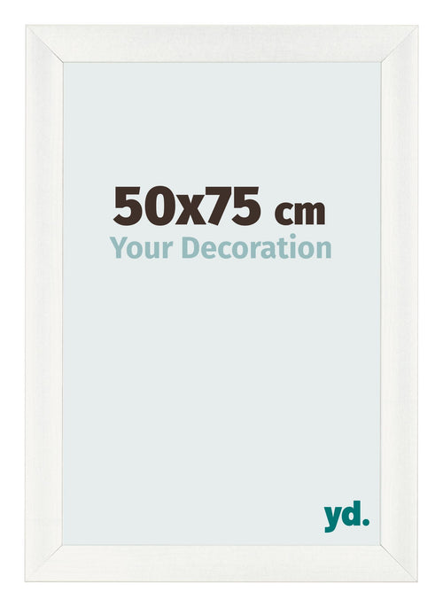 Fotolijst 50x75cm Wit Geveegd MDF Pisa Voorzijde Maat | Yourdecoration.nl