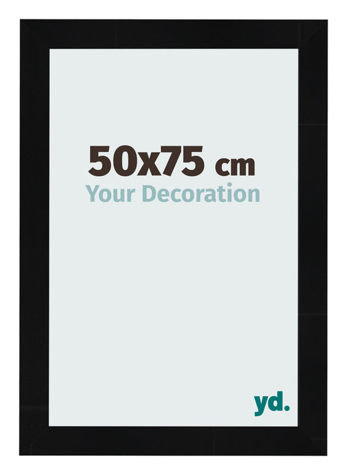 Fotolijst 50x75cm Zwart Hoogglans MDF Pisa Voorzijde Maat | Yourdecoration.nl