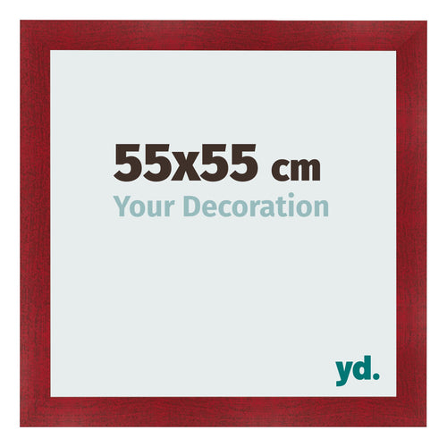 Fotolijst 55x55cm Wijnrood Geveegd MDF Pisa Voorzijde Maat | Yourdecoration.nl
