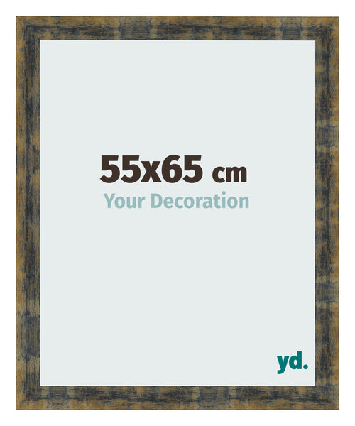 Fotolijst 55x65cm Blauw Goud Gemeleerd MDF Pisa Voorzijde Maat | Yourdecoration.nl
