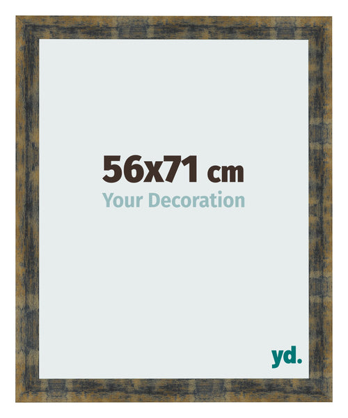 Fotolijst 56x71cm Blauw Goud Gemeleerd MDF Pisa Voorzijde Maat | Yourdecoration.nl