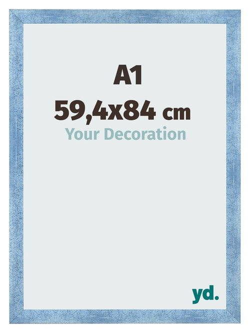 Fotolijst 59 4x84cm A1 Helder Blauw Geveegd MDF Pisa Voorzijde Maat | Yourdecoration.nl