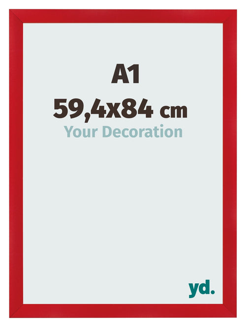 Fotolijst 59 4x84cm A1 Rood MDF Pisa Voorzijde Maat | Yourdecoration.nl