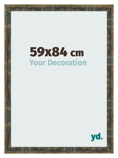 Fotolijst 59x84cm Blauw Goud Gemeleerd MDF Pisa Voorzijde Maat | Yourdecoration.nl