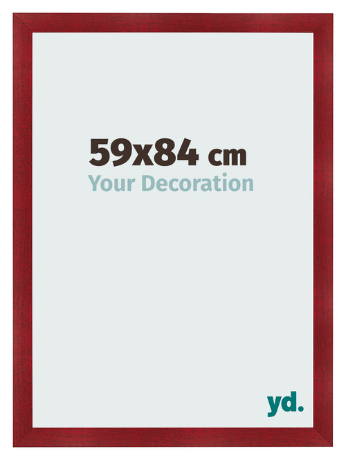 Fotolijst 59x84cm Wijnrood Geveegd MDF Pisa Voorzijde Maat | Yourdecoration.nl