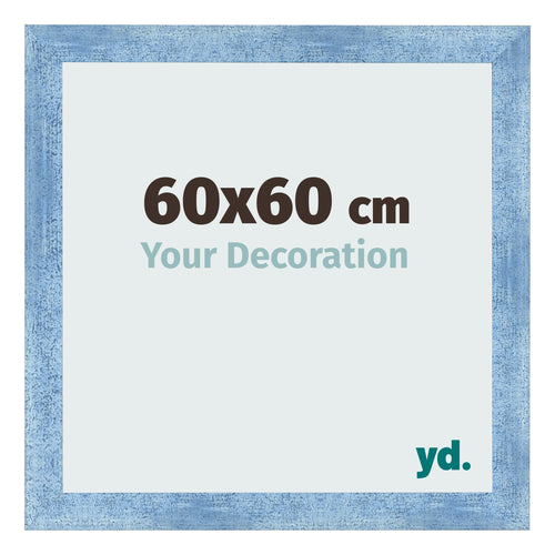 Fotolijst 60x60cm Helder Blauw Geveegd MDF Pisa Voorzijde Maat | Yourdecoration.nl