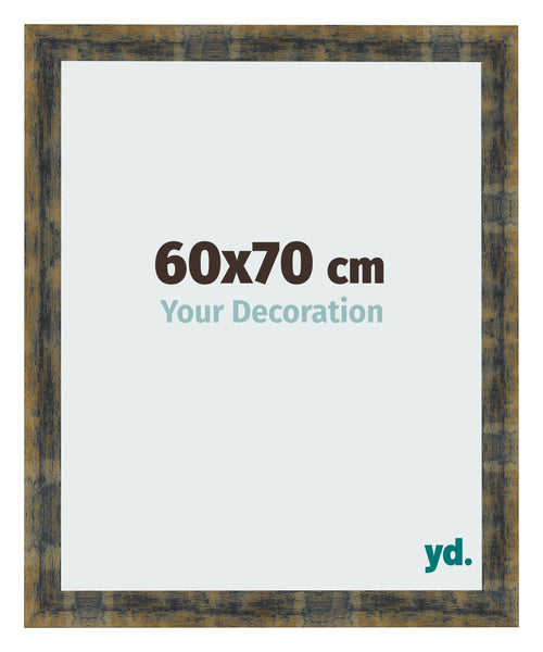 Fotolijst 60x70cm Blauw Goud Gemeleerd MDF Pisa Voorzijde Maat | Yourdecoration.nl