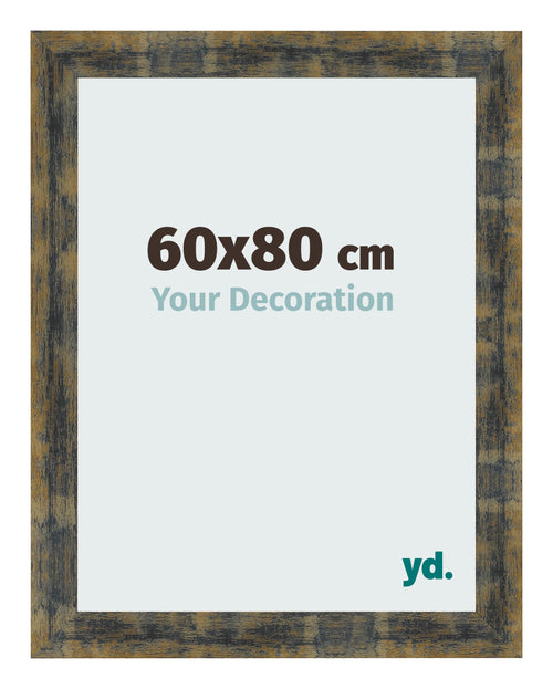Fotolijst 60x80cm Blauw Goud Gemeleerd MDF Pisa Voorzijde Maat | Yourdecoration.nl