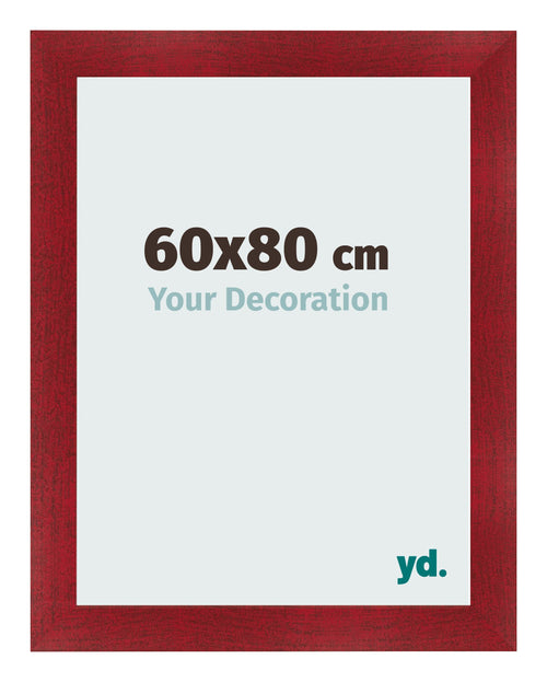 Fotolijst 60x80cm Wijnrood Geveegd MDF Pisa Voorzijde Maat | Yourdecoration.nl