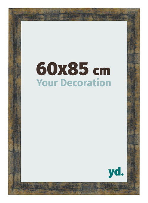 Fotolijst 60x85cm Blauw Goud Gemeleerd MDF Pisa Voorzijde Maat | Yourdecoration.nl