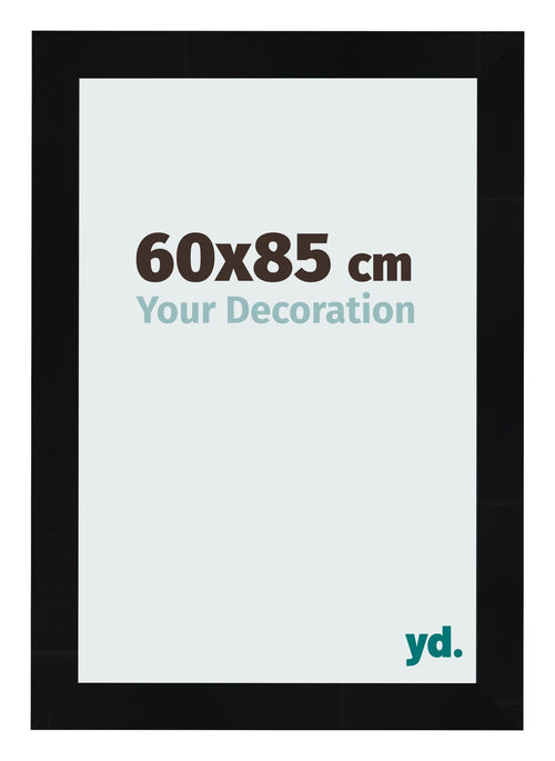 Fotolijst 60x85cm Zwart Hoogglans MDF Pisa Voorzijde Maat | Yourdecoration.nl