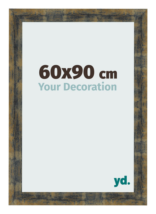 Fotolijst 60x90cm Blauw Goud Gemeleerd MDF Pisa Voorzijde Maat | Yourdecoration.nl