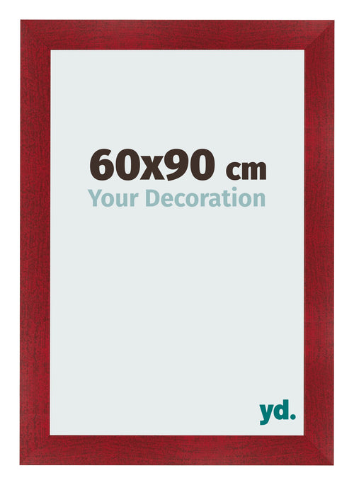 Fotolijst 60x90cm Wijnrood Geveegd MDF Pisa Voorzijde Maat | Yourdecoration.nl